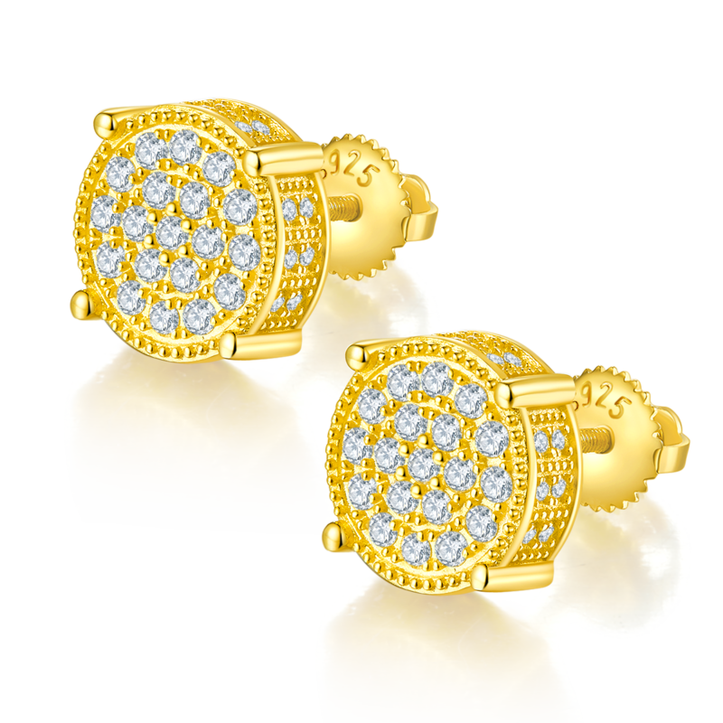 圆形立柱S925银Stud Earring带螺纹Moissanite厘石D级0.81ct